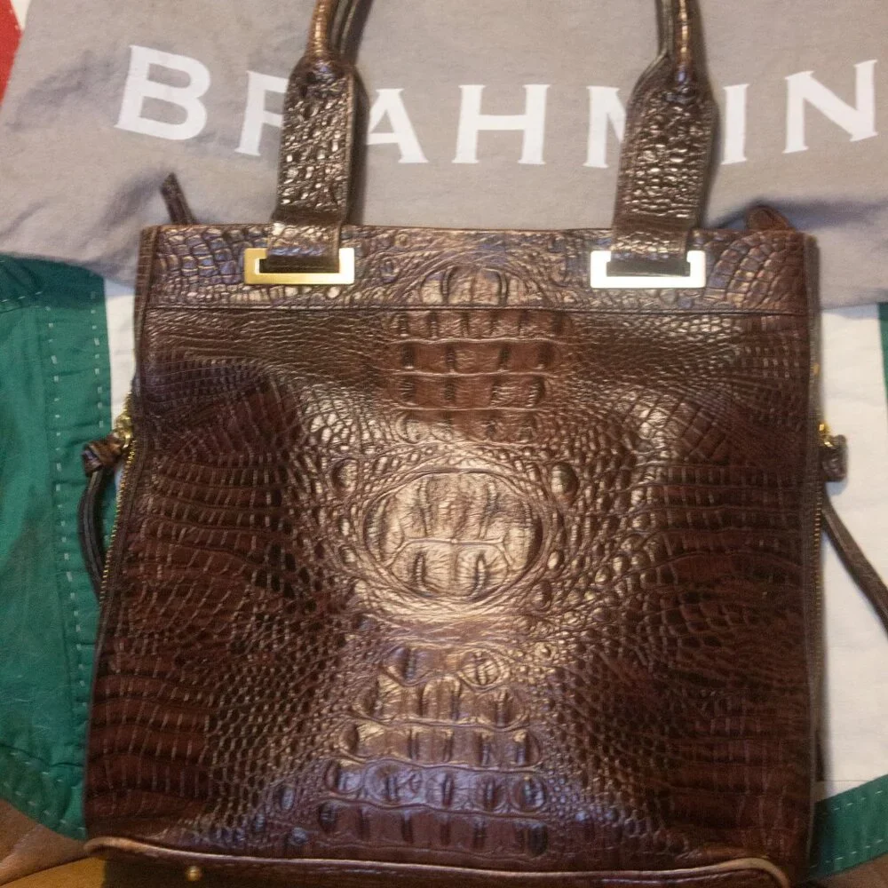 Brahmin Croc Embossed Leather Tote